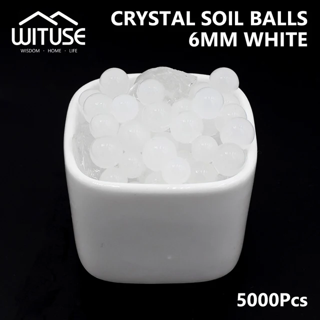 5000-20000pcs Soilless Plant Crystal Soil Mud Grow Water Beads Hydrogel Magic Jelly Balls 6-8mm Bio Gel Ball Plants Flower Decor White 5000pcs