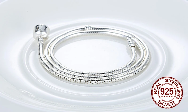 YANHUI с сертификатом 925 Твердое Серебро 3 мм змеиная кость Шарм ожерелье и браслет Набор DIY набор украшений для женщин T005