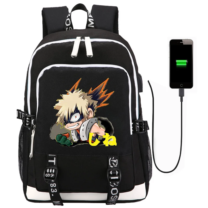Аниме Мой герой Academy рюкзак Bookbags Midoriya izku школьный рюкзак usb зарядка путешествия Laptopbag для подростков студентов