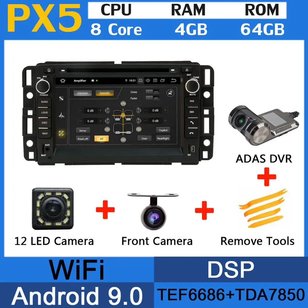 5 USB порт Android 9,0 PX6/Восьмиядерный автомобильный DVD для Chevy Chevrolet Cobalt Silverado Suburban Buick Enclave автомобильный Радио gps DSP - Цвет: PX5-Adas