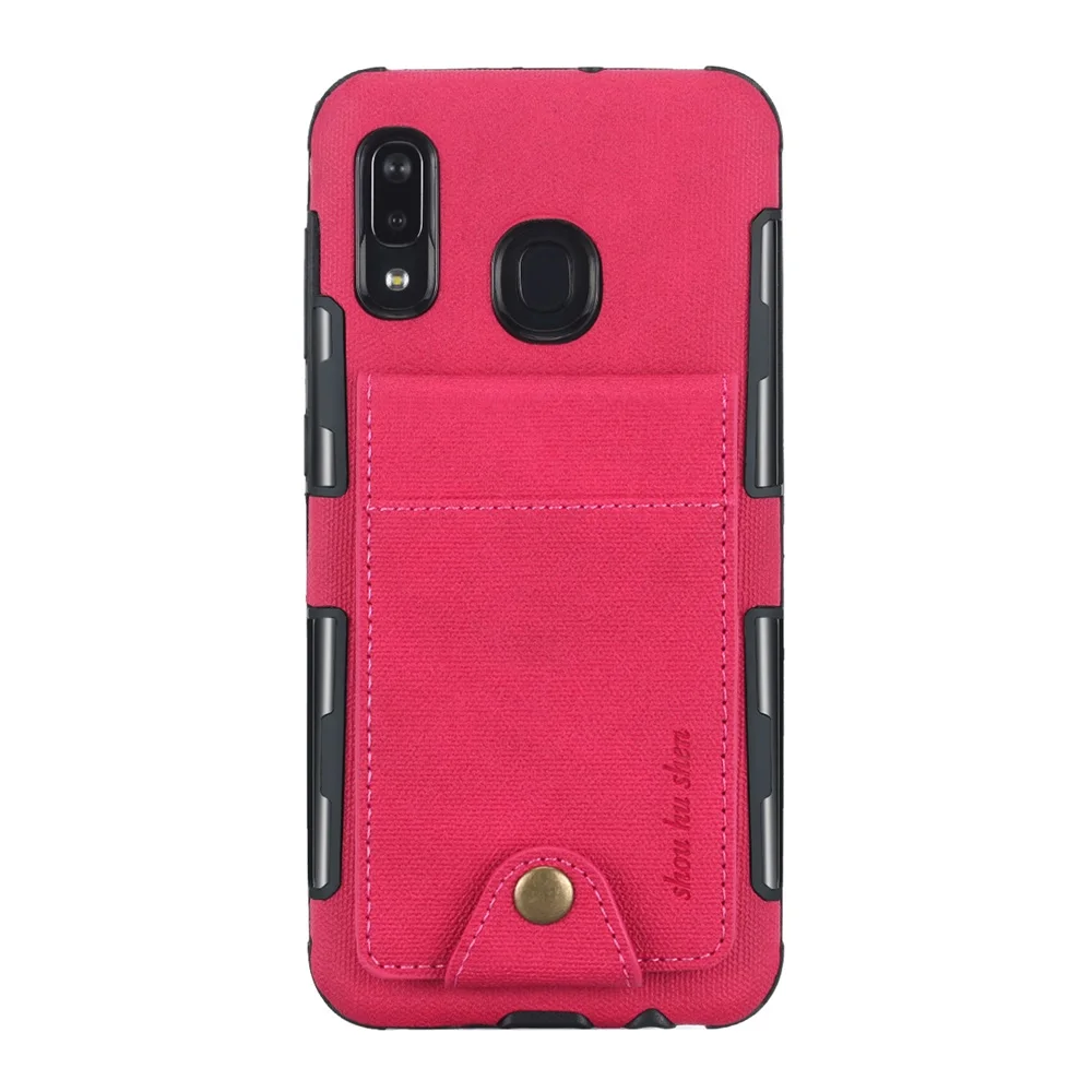 Красный A505 холст противоударный чехол для samsung m10 m20 m30 A10 A20 A30 A50 A70 держатель для карт Бумажник Флип силиконовый чехол с пряжкой Funda - Цвет: Красный
