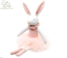 Muñeca conejito de lujo de 38cm, regalo de Pascua, juguetes suaves personalizados, 100% hecho a mano, animal relleno, bailarina, conejito, muñeca Princesa, conejito(China)