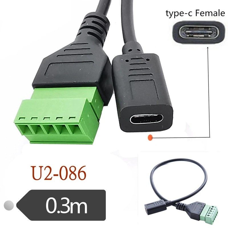 USB 2.0 Female B to Micro, Mini, Type-C Male Connector with Shield Terminal Bolt Screw - 5 Pin Female Adapter Cable (1ft) Description Image.This Product Can Be Found With The Tag Names Mini usb type b female socket 5 pin, Usb 20 mini b 5 pin female plug adapter, Usb adapter cable mini 5 pin female