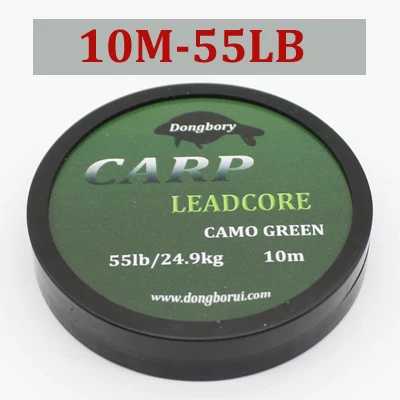 1PC-10M-55LB Карп смотанная леска Leadcore Hooklink снасти для ловли Карпов провод свинцовый сердечник камуфляж зеленый Hooklink для волос оборудование для прикорма снасти - Цвет: 1PC-10M-55LB