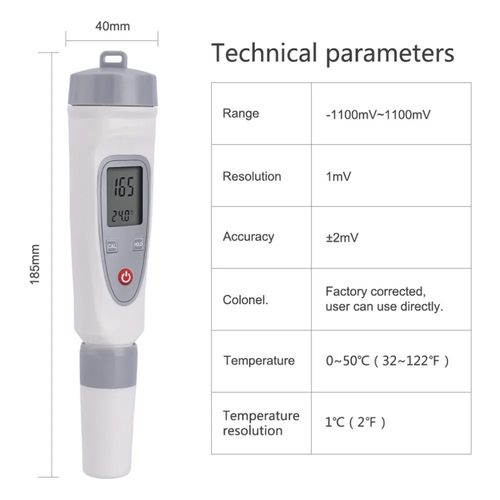Портативный ORP/TEMP метр цифровой контроль качества воды отрицательная окислительная ручка