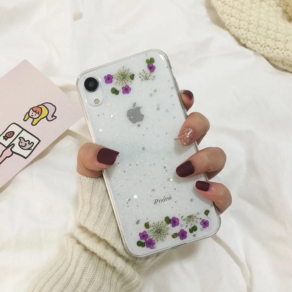 6 Qianliyao настоящие сушеные цветы прозрачный, мягкий чехол для iphone X 6 6S 7 8 Plus 11 Pro Max чехол для телефона для iphone XR XS Max чехол - Цвет: 6