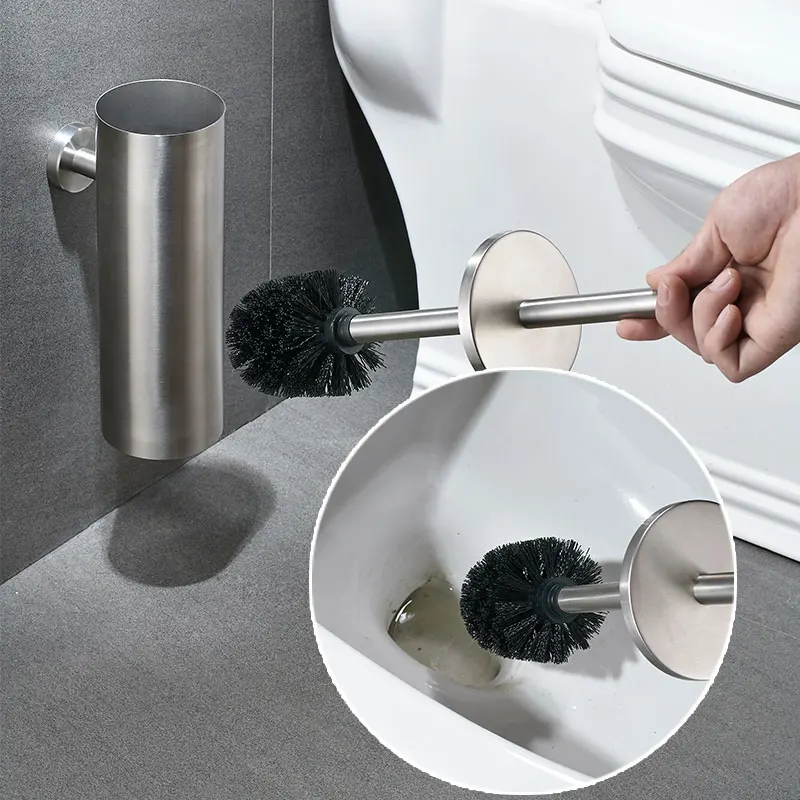 COOANHO Toilet Brush Holder Wall-Mounted SUS304 Stainless Steel Toilet cleaning kit Brush for Bathroom (Brushed) bathroom accessories toilet brush set toilet brush holder