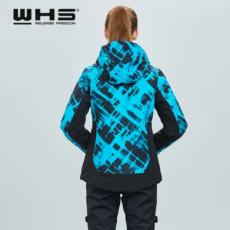 WHS Новинка 2018 года Для женщин Лыжная Куртки ветрозащитный леди теплое пальто