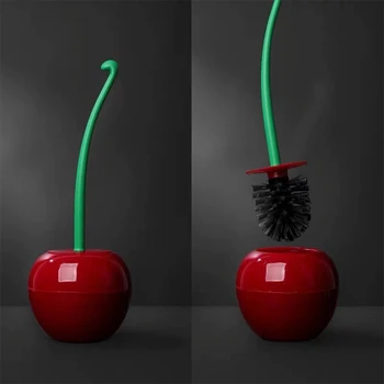 

Cute Cherry Shaped Toilet Brush Holder Set Bathroom Cleaning Brush Creative Household Toilet Cleaning Brushes With Holder Set