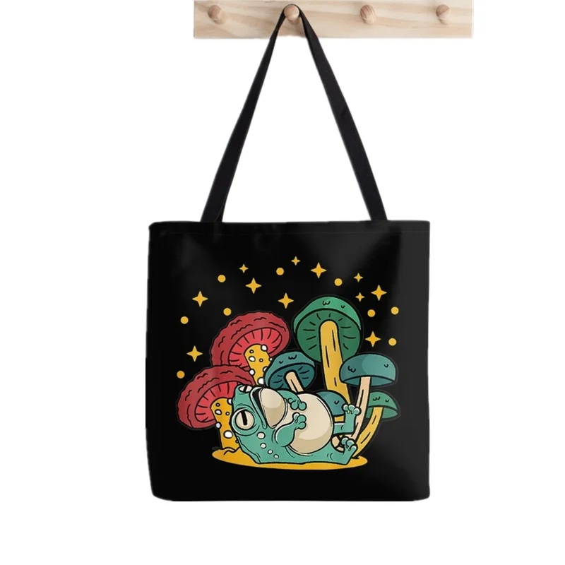 Women Shopper bag Mushroom Dark Academia Frog Bag Harajuku Shopping Canvas Shopper Bag girl handbag Tote Shoulder Lady Bag