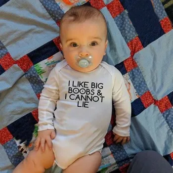 

I Like Big Boobs I Can't Lie Babys Jumpsuits 0M-24M Long Sleeve Baby One Piece Romper Funny Printing Baby Boy Girls