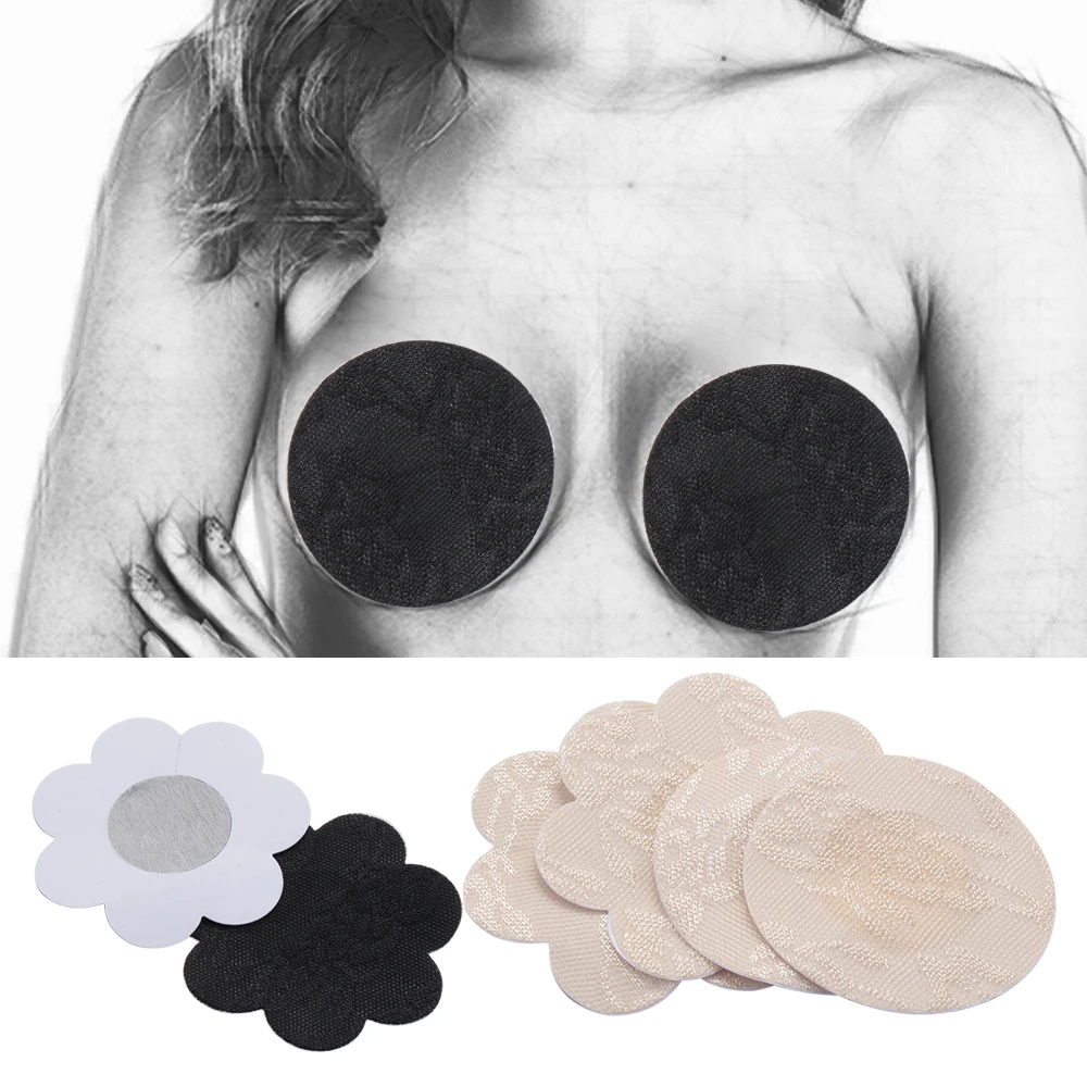 

1 Pair Sexy Lace Nipple Cover Stickers Flower Round Shape Self-Adhesive Breasts Pads Women's Soft Comfortable Invisible Tape