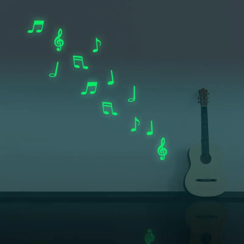 Lot de 15 notes de musique mignonnes pour enfants, forme de roman, étoiles claires, fluorescentes, jouet de fête lumineux, brille dans la nuit, cadeau pour chambre d'enfant