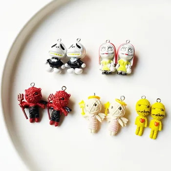 

5Pcs/lot Cartoon Devil Angel PVC Miniature Figurines Resin Cabochon With Hook Accessories DIY Jewelry Making Pendants Charm