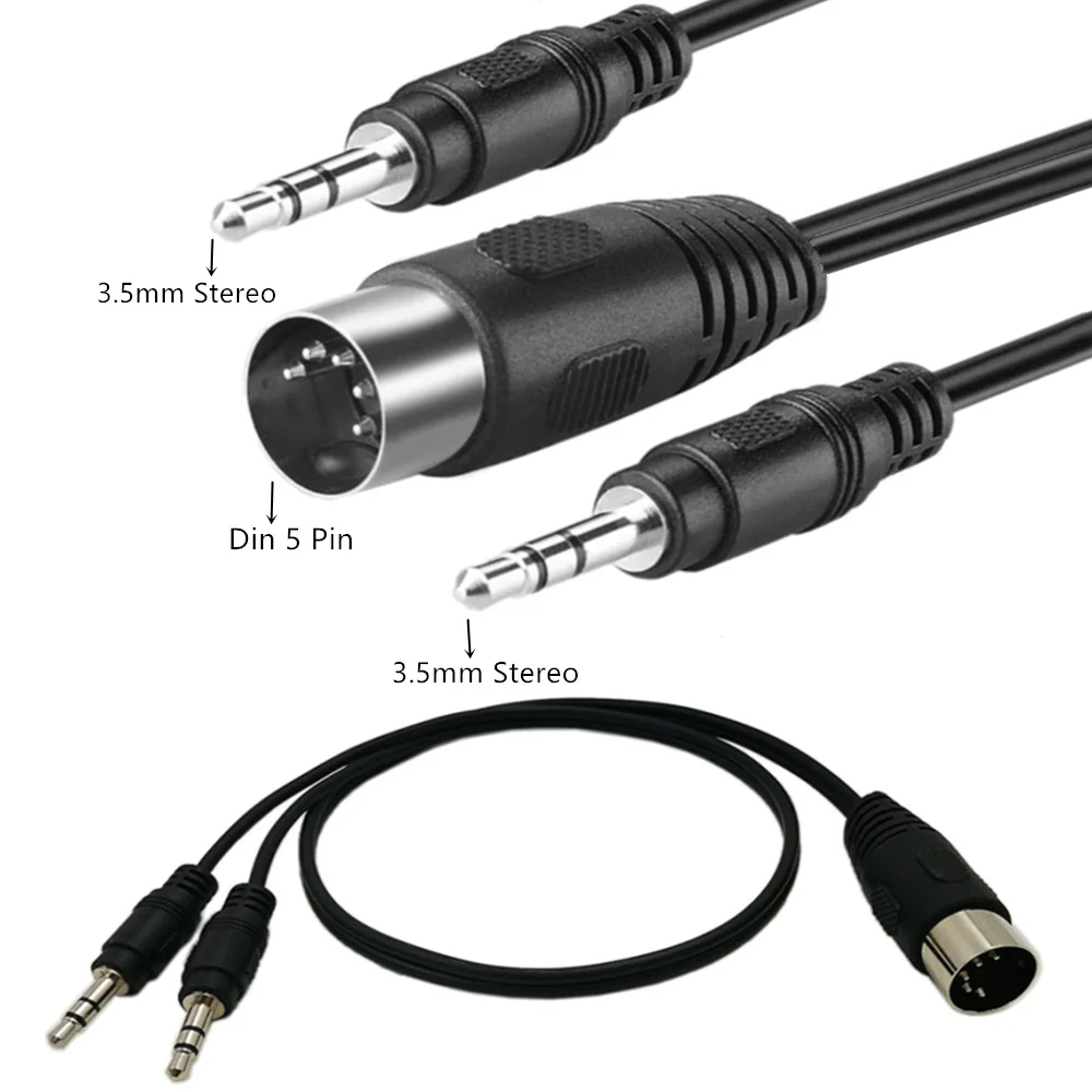 ERE MIDI Y Splitter Cable 50CM 5 Pin DIN Plug Male to Dual 3.5MM TRS AUX Stereo Jack Adapter Input | Электроника