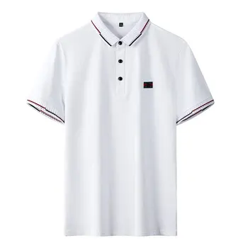 

Casual Mens Cotton Polo T-shirts Sping Summer Solid Color Black Breathable Embroidery Short Slim Fit Men's T-shirts Polo Homme