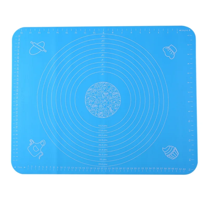 Sky Blue 50x40 Силиконовый коврик для выпечки для духовки, весы, коврик для раскатки теста, ролик для помадки коврик для мучных изделий, антипригарные инструменты для приготовления пищи - Цвет: Sky Blue 50x40