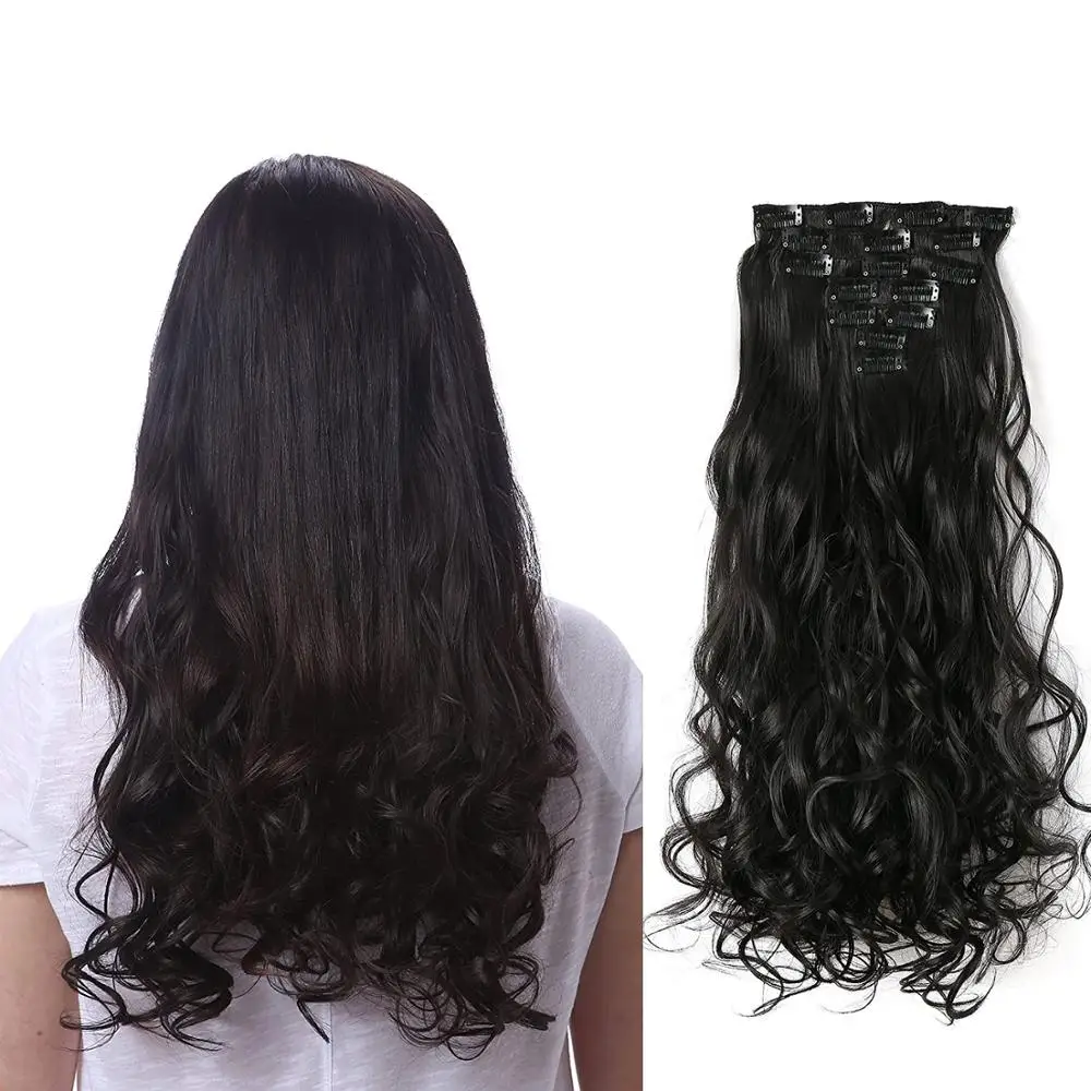 24inch 6pcs/set Clip in Hair Extensions Curly Natural Hair Clip ins Synthetic in Extension for Women