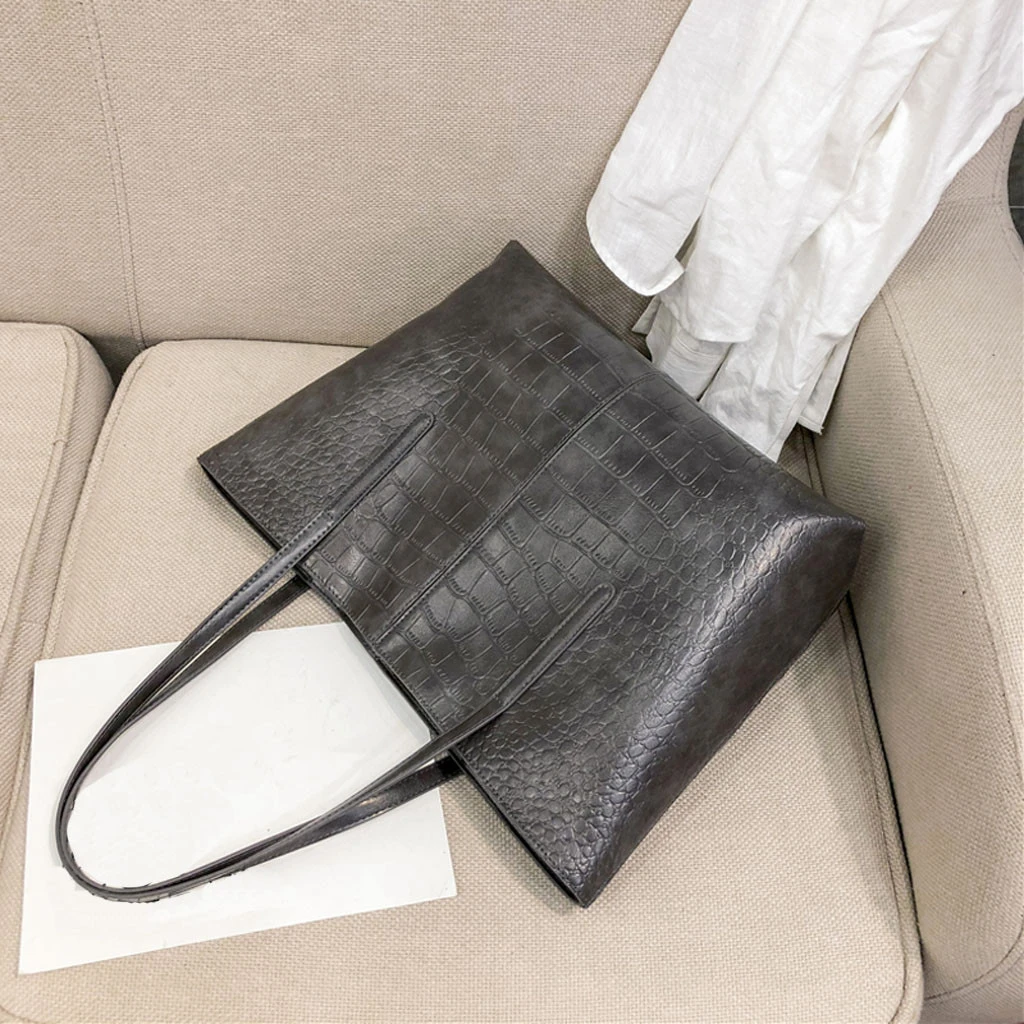High-Quality Luxury Crocodile Handbag Women Retro Leisure Large Shoulder Bag Female Causal Totes Simple Shopping Handbag 904