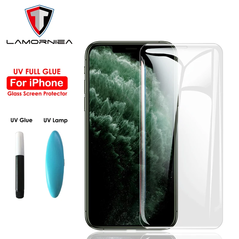 UV Full Glue Sceen Protector For iPhone X XS Max XR Nano Liquid Tempered Glass 11 Pro 7 8 Plus Screen Film | Мобильные телефоны и
