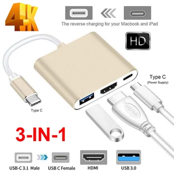 

4K USB C Hub Type C To HDMI USB 3.0 Adapter Converter type C Charging Adapter for Macbook Pro Air Huawei Mate10 Samsung S8 Plus