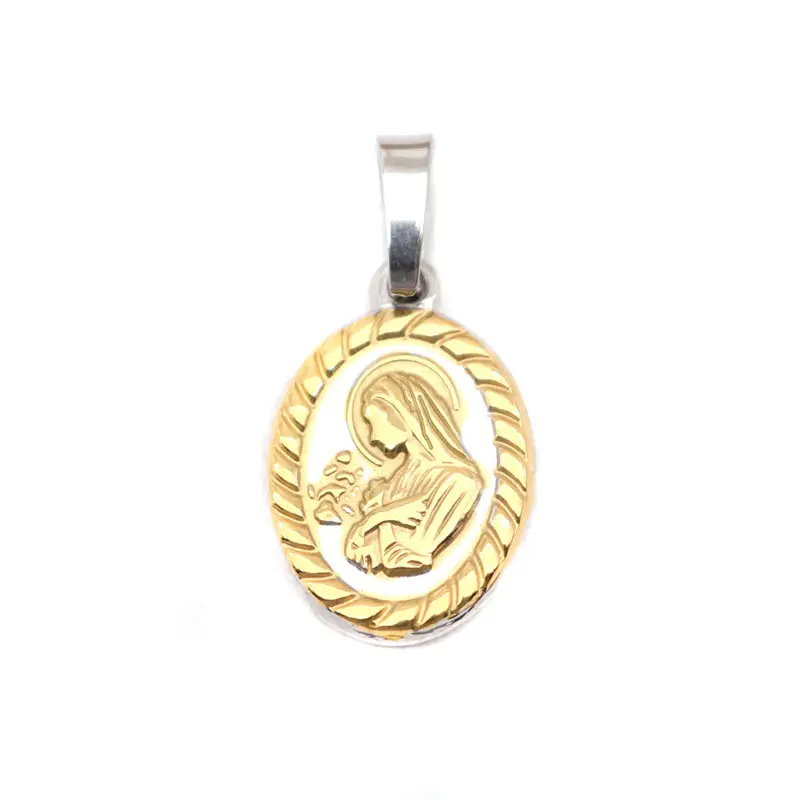 Подвески из нержавеющей стали Овальные золота и дева Дева Мария для женщин