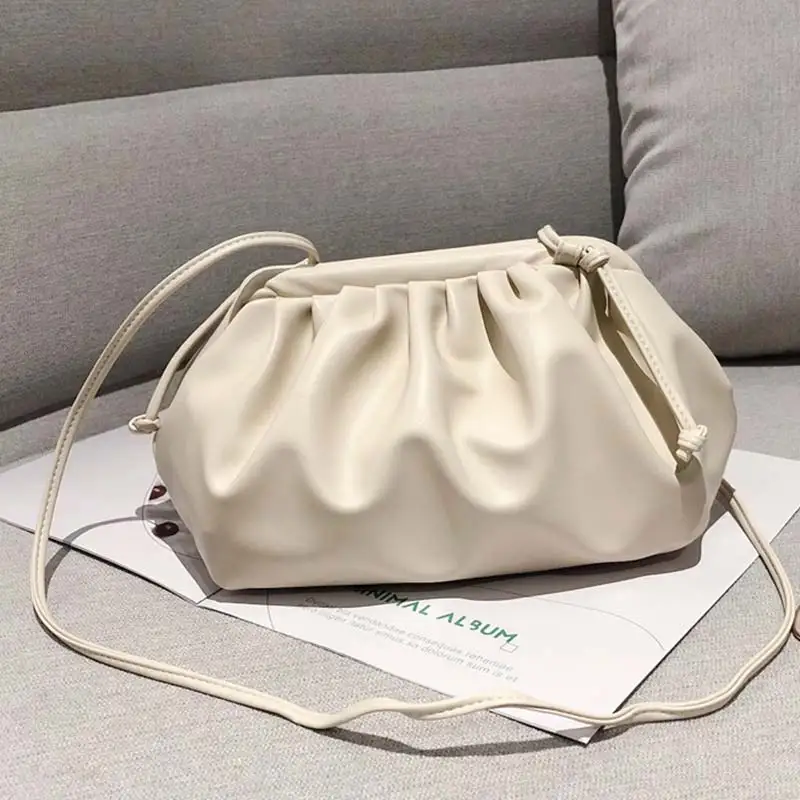 Модная маленькая сумка из искусственной кожи в облачной упаковке, сумка на плечо, сумка-клатч, сумка-мессенджер через плечо - Цвет: Белый