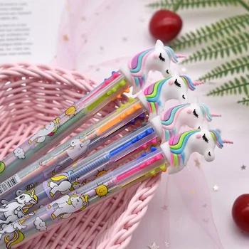 

36 pcs/lot Rainbow Unicorn 6 Colors Ballpoint Pen Cute press ball pens School Office writing Supplies Stationery Gift