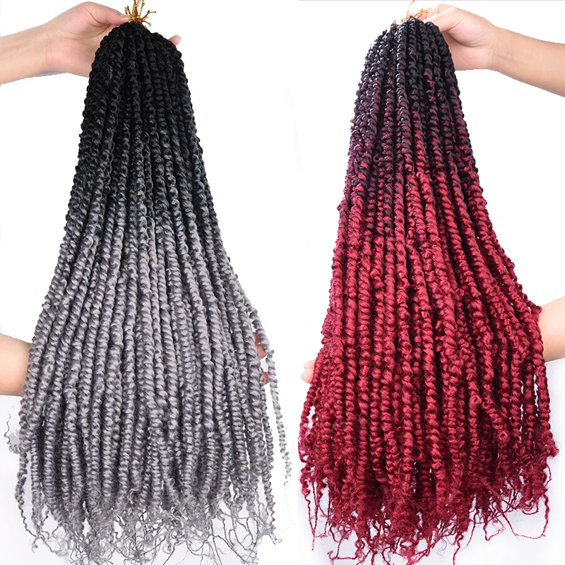 

Волосы XCCOCO, длинные, 20 дюймов, закрученные, вязаные, с эффектом деграде, красные, серые