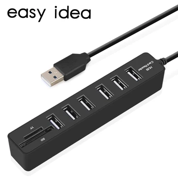 

USB HUB Combo USB 2.0 HUB Multi USB Splitter High Speed Portable Ports 3/6 SD/TF Card Reader for Laptop PC Computer
