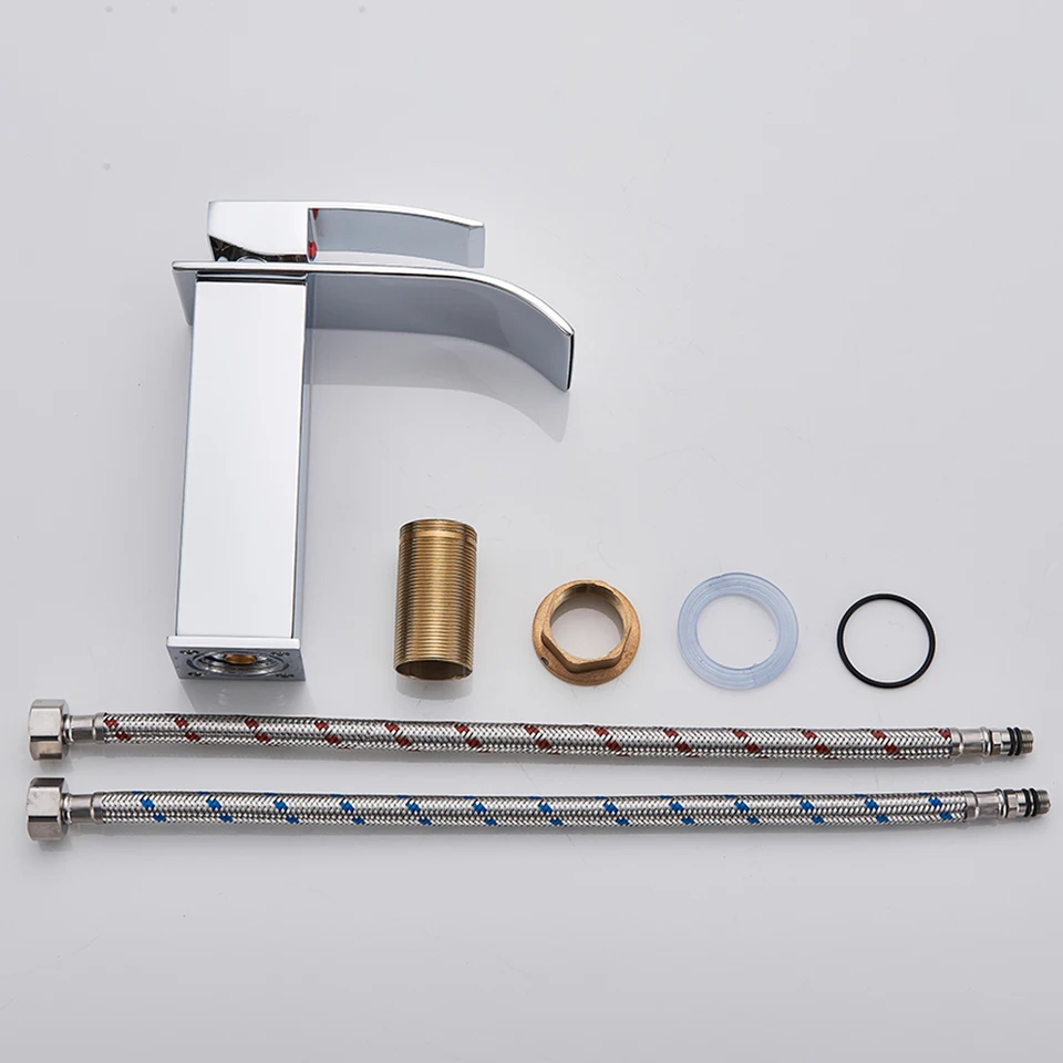 Stylish Waterfall Bathroom Sink Faucet Brass Mixer