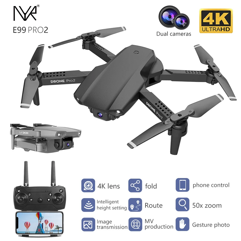 NYR E99 Pro2 р/у Дрон с камерой 4K 1080P 720 двойной Камера WI FI антенной FPV Вертолет для