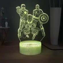 Настольная лампа с изображением Железного человека, Человека-паука, Капитана Америки, фанатов комиксов Marvel, лучший подарок, светодиодный прикроватный Ночной светильник