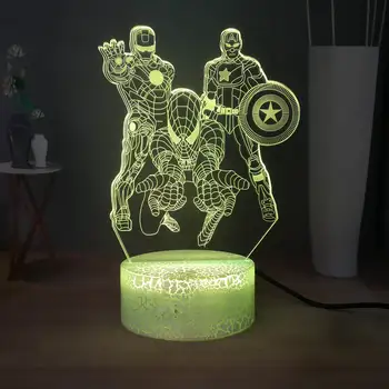 

Iron Man Spider-Man Captain America Battle Table Lamp Marvel Comic Movie Fans Best Gift LED Bedside Night Light Free Shipping