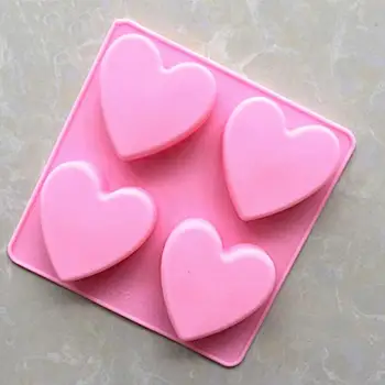 

1PC Heart Shape 4-cavity Soap Muffin Cookies Silicone Moulds Mold For Homemade I0J4