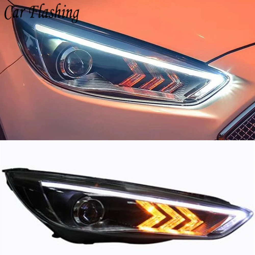 2 шт. светодиодный головной светильник s для Ford Focus Автомобильный светодиодный светильник s двойной ксеноновый объектив дневные ходовые огни противотуманный светильник