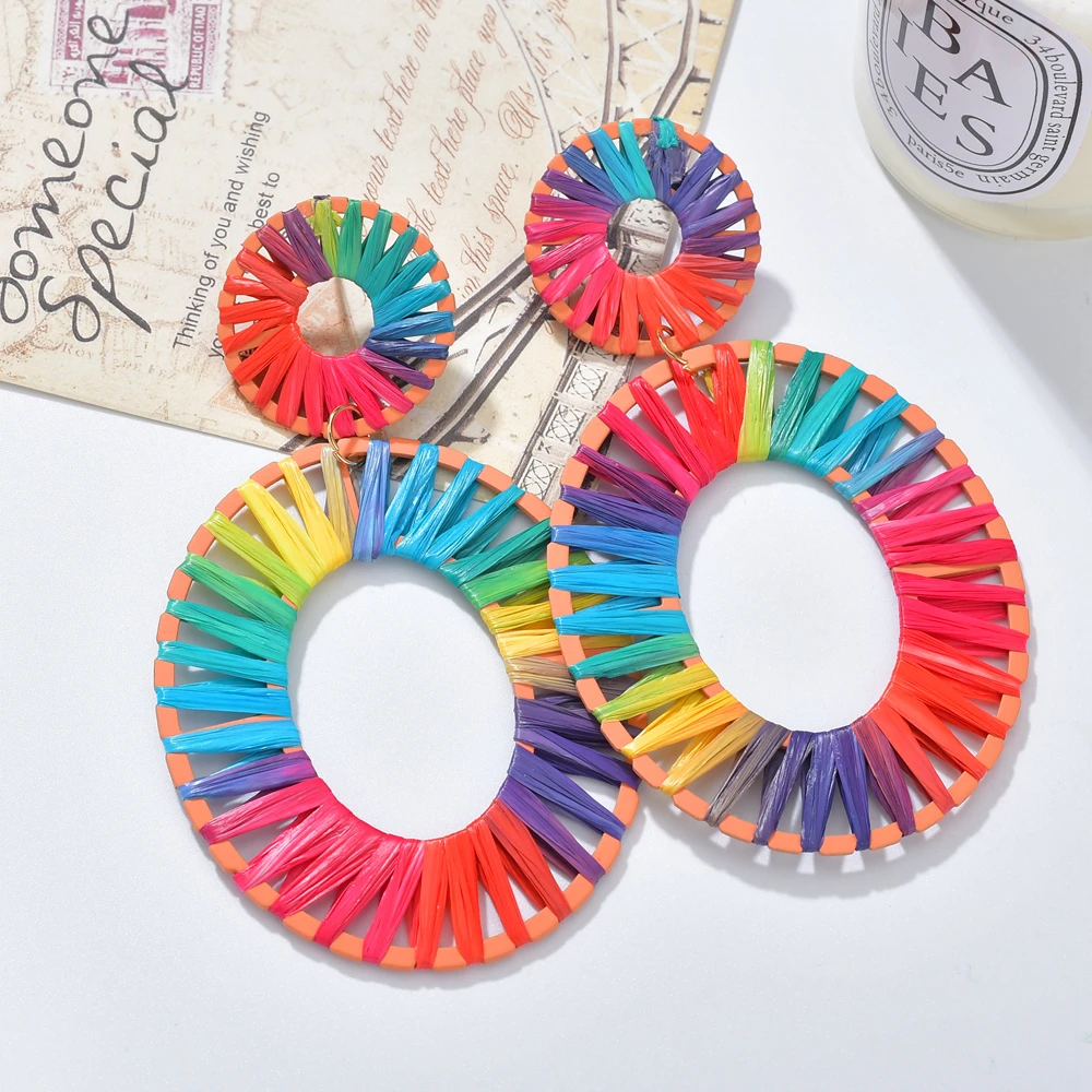 Женские серьги-подвески в богемном стиле серьги с геометрическим узором модные