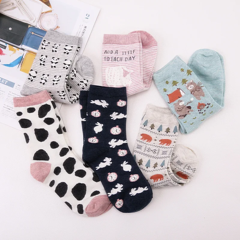 Новинка, модные женские носки, Мультяшные ретро носки для женщин, милые длинные носки, женские трендовые плотные теплые носки, новые индивидуальные носки