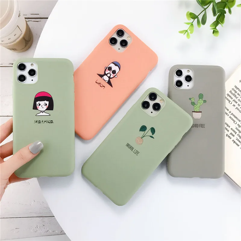 

moskado Cute Cartoon Plant Avocado Phone Cover For iPhone 11 X XR XS Max Soft TPU Back Case For iPhone 6S Plus Funny Dog Cover