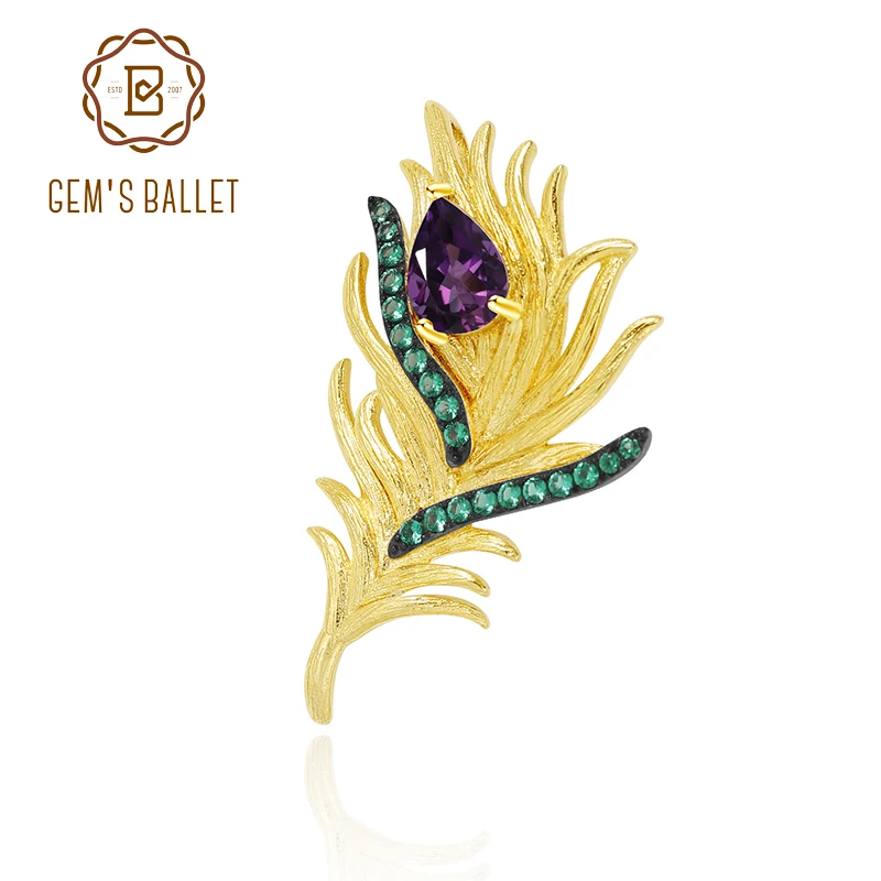 Женская брошка с перьями gemb's свадебная из стерлингового серебра 925 пробы