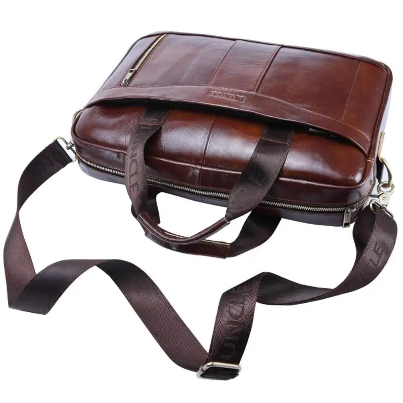 Мужской портфель из натуральной кожи, Сумка через плечо для ноутбука, Офисная сумка