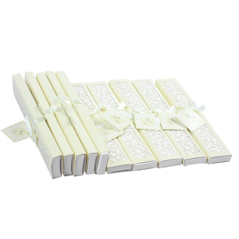  10pcs/lot Personalized 21cm wood Spun Silk Hand Fan Wedding Invitation Rice color - 4000100301248