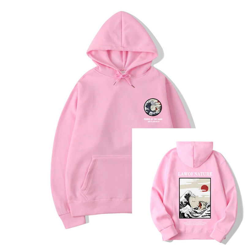 Pink Японская мода Новая Осенняя вышивка забавный кот волна печатных флисовые толстовки зима Япония стиль хип хоп Повседневная Толстовка - Цвет: Pink