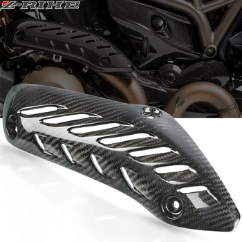 

Motorcycle Carbon Fiber Muffler Pipe Exhaust Heat Shield Cover Guard Muffler Covers Protector for DUCATI monster 821 1200 14-17