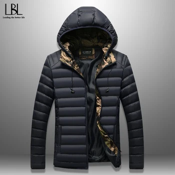 

2019 New Arrival Winter Jacket Men's Cotton Padded Hooded Coat Casual Solid Male Parka Wadded Coats Zip Outerwear Brand Clothing