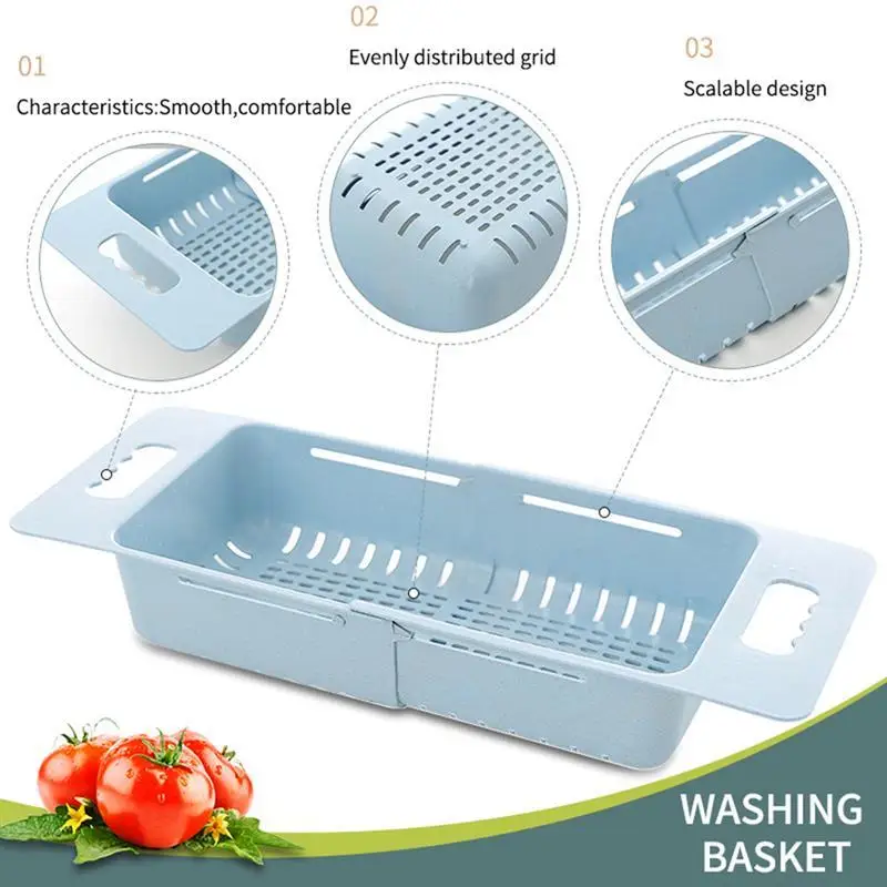 Collapsible Kitchen Colander Fruit Vegetable Strainer Drainer Washing Basket Plastic Drain Vegatable Basket Food Drainer Tools