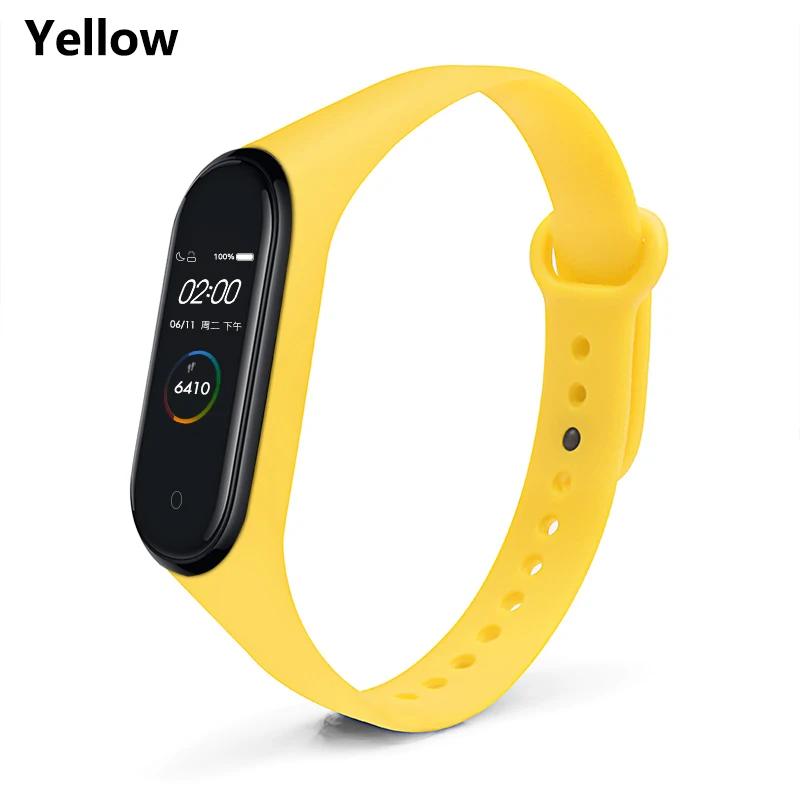 Yellow BOORUI mi band 4 ремешка модный новейший mi band 3 ремешок силиконовый водонепроницаемый ремешок Замена для xiaomi mi band 3 4 band - Цвет: Yellow