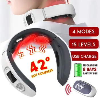 

4D Smart Electric Neck and Back Pulse Massager Wireless Heat Cervical Vertebra Relax Pain Relief Kneading Massage Machine