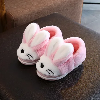 

Winter Toddler Shoes Cute Cartoon Rabbit Warm Plush Slippers Baby Girl Shoes Children Cotton Shoes Home Indoor Shoes SJT012