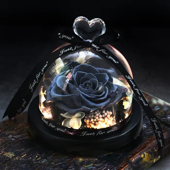 

Eternal Rose Dried Flowers Beauty Mother's Day of Beast Decoration of Rose House Led on Crystal Dome Valentine's New Year's Gift
